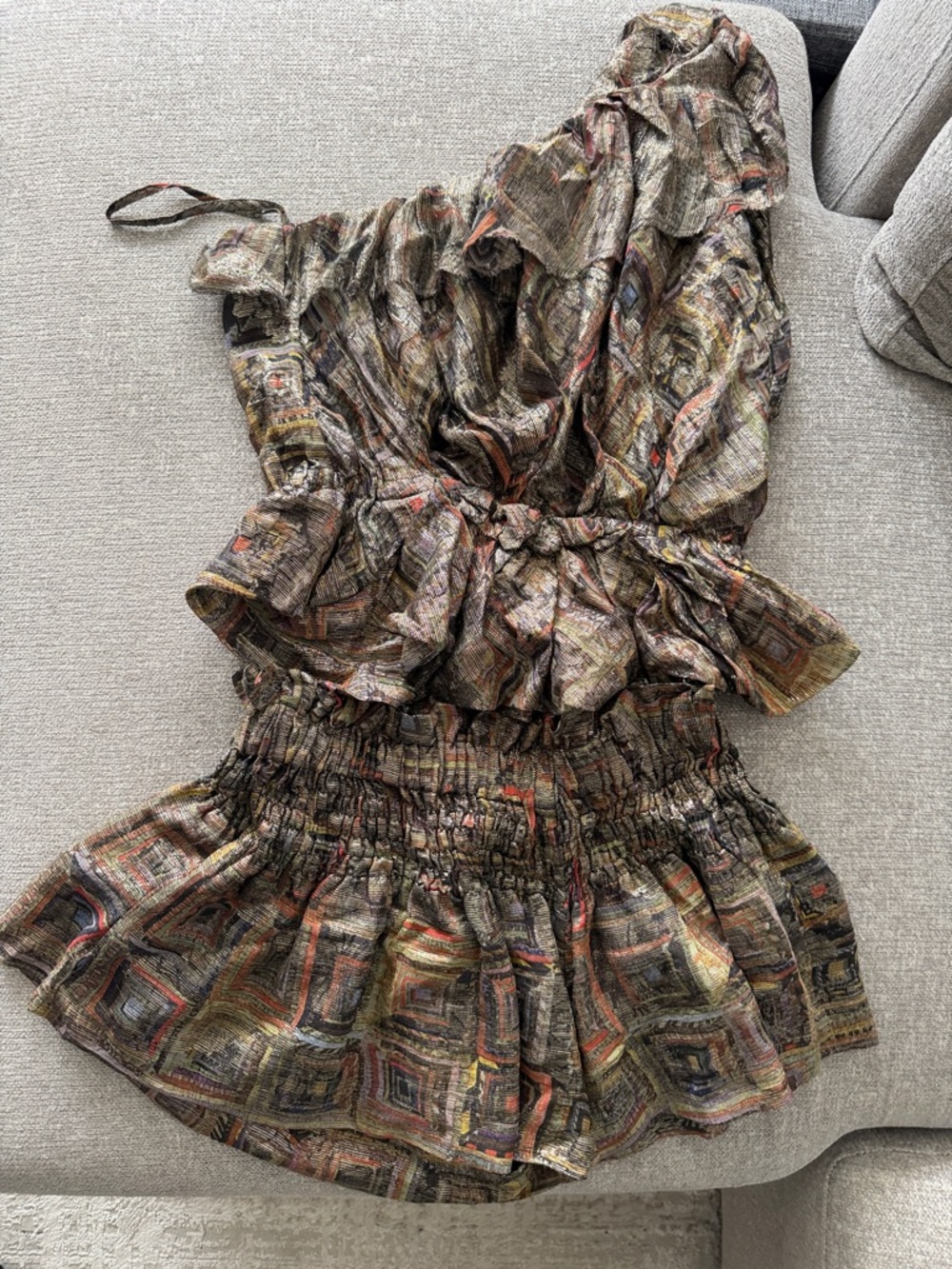 Isabel Marant Metallic Gold Multicolor Silk-Blend set